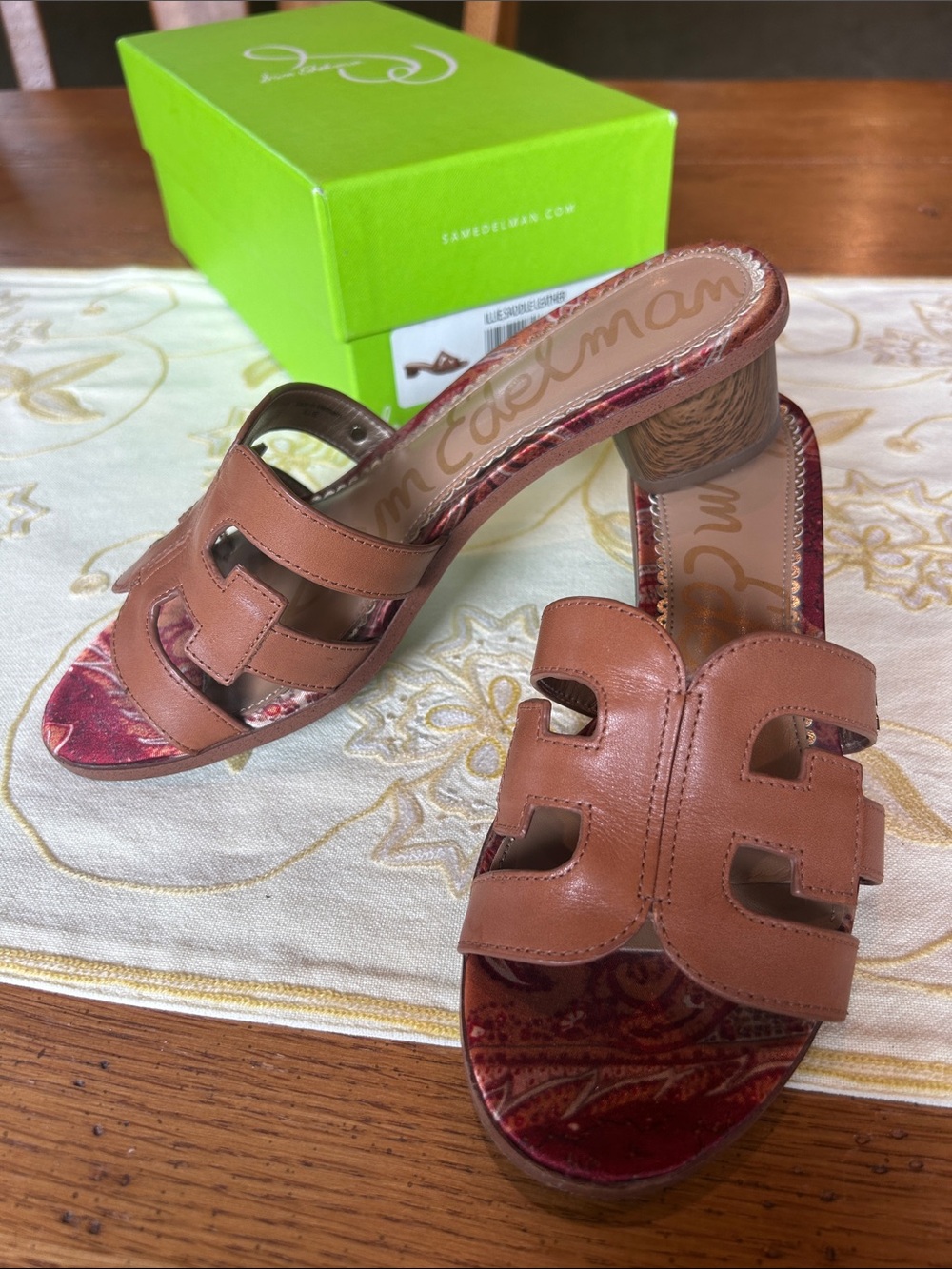 Sam Edelman Womens Brown Leather Slide Sandals